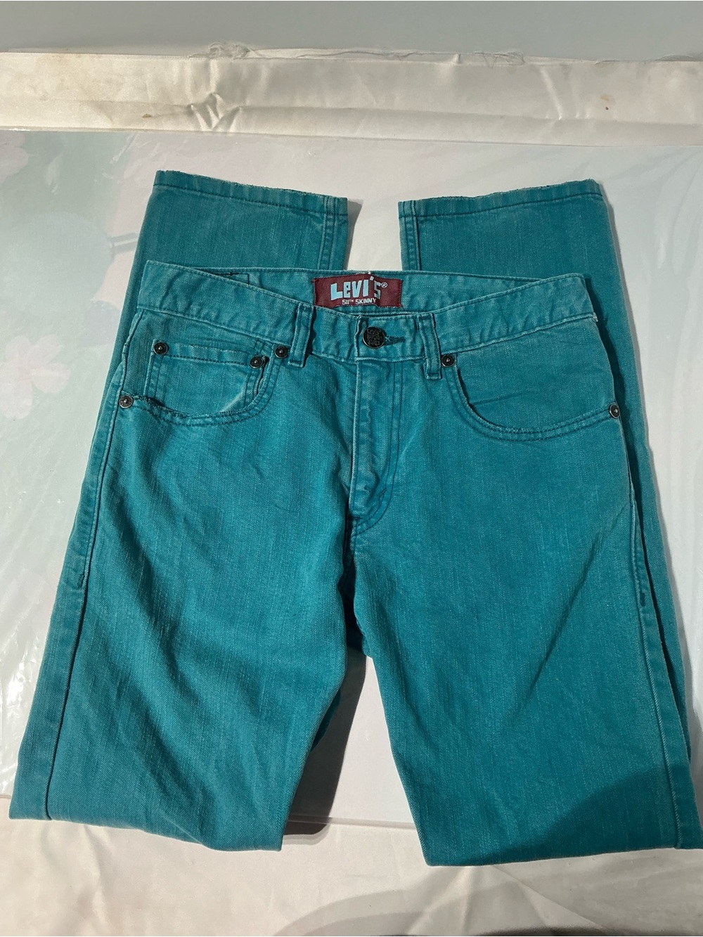 Vintage Y2K Levi's 511 Slim Skinny Jeans Teal aesthetic streetwear Denim 28x28